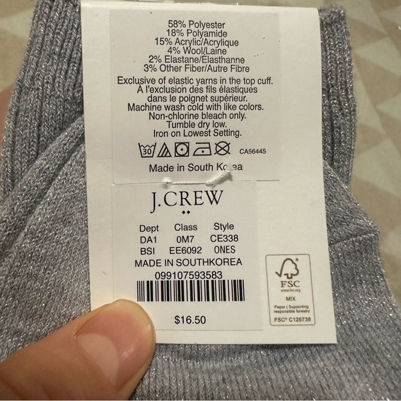 J crew bright silver Lurex® metallic threads trouser socks - Picture 2 of 2